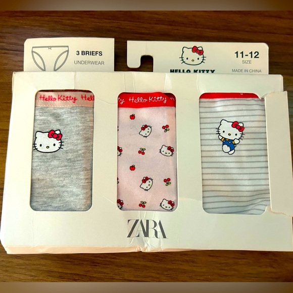 Nib- Zara - Three-Pack of Hello Kitty Underwear- ages 11-12 - Picture 2 of 4